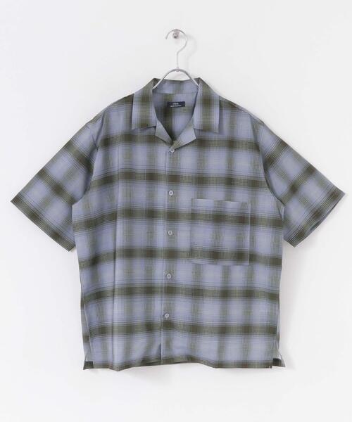 ITEMS URBANRESEARCH(アイテムズ アーバンリサーチ)の「ライトシアーチェック オープンカラー半袖シャツ(シャツ/ブラウス・メンズ・ベージュ/イエロー/ブルー・MEDIUM/LARGE)」の3枚目の写真