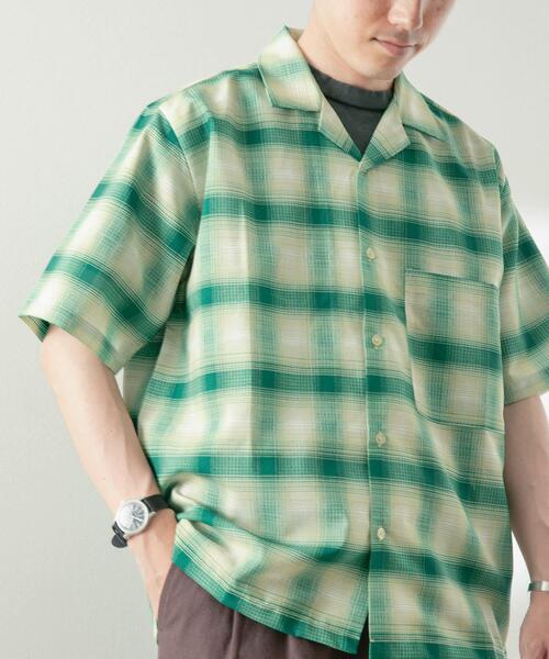 ITEMS URBANRESEARCH(アイテムズ アーバンリサーチ)の「ライトシアーチェック オープンカラー半袖シャツ(シャツ/ブラウス・メンズ・ベージュ/イエロー/ブルー・MEDIUM/LARGE)」の8枚目の写真