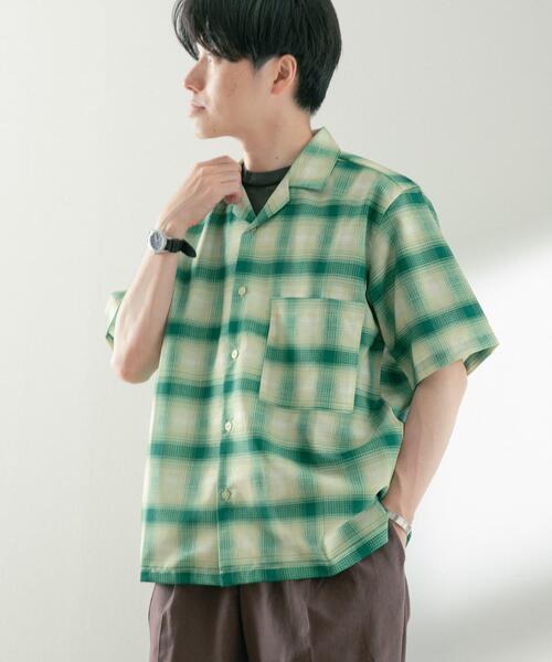 ITEMS URBANRESEARCH(アイテムズ アーバンリサーチ)の「ライトシアーチェック オープンカラー半袖シャツ(シャツ/ブラウス・メンズ・ベージュ/イエロー/ブルー・MEDIUM/LARGE)」の10枚目の写真