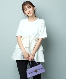 24AW　ジャスグリッティー　シャツレイヤードライクニット　ペプラムブラウス 24AW ジャスグリッティー シャツレイヤードライクニット