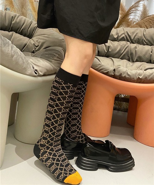 Chick（チック）の「▲総柄ミディソックス（ソックス/靴下・レディース・ブラック系その他2/ベージュ系その他/ブラック系その他3/ブラック系その他・FREE）」の6枚目の写真