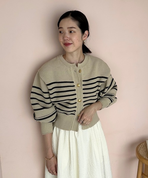 Doux archives（ドゥアルシーヴ）の「ポリヤーンニットカーディガン（カーディガン/ボレロ・レディース・ブラウン/ベージュ/ブラック・FREE）」の11枚目の写真