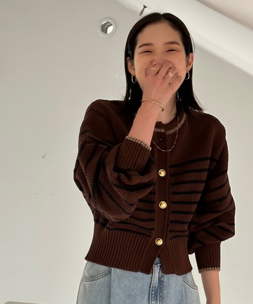 Doux archives（ドゥアルシーヴ）の「ポリヤーンニットカーディガン（カーディガン/ボレロ・レディース・ブラウン/ベージュ/ブラック・FREE）」の7枚目の写真