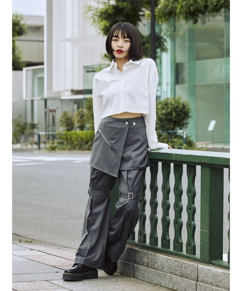 jouetie（ジュエティ）の「スカートレイヤードフレアパンツ（その他パンツ・レディース・グレー/ボルドー/ブラウン・MEDIUM）」の5枚目の写真