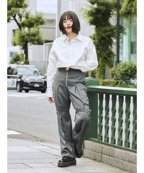 jouetie（ジュエティ）の「スカートレイヤードフレアパンツ（その他パンツ・レディース・グレー/ボルドー/ブラウン・MEDIUM）」の9枚目の写真