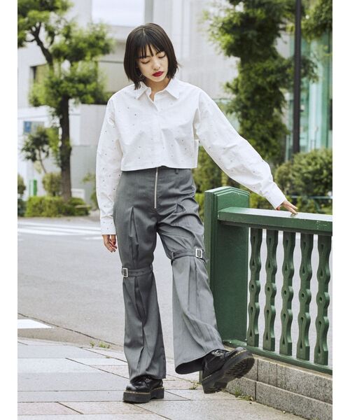 jouetie（ジュエティ）の「スカートレイヤードフレアパンツ（その他パンツ・レディース・グレー/ボルドー/ブラウン・MEDIUM）」の10枚目の写真