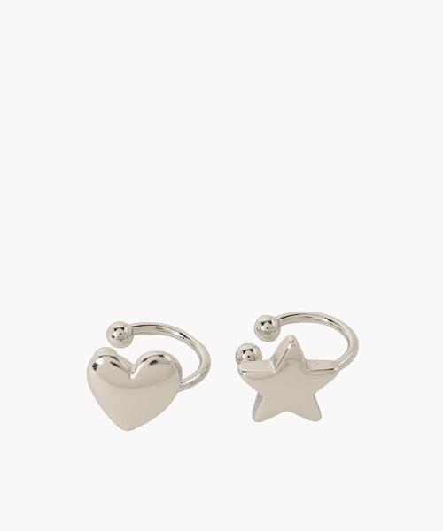 To b. by agnes b.(トゥービーバイアニエスベー)の「WV25 EAR CUFF ハート&スターセットイヤーカフ(イヤリング・レディース・シルバー系その他・FREE)」の1枚目の写真