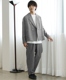 【MinoriTY】トロピカルシャンブレーセットアップ ダブルテーラードジャケット+テーパードイージーパンツ メンズ 秋服