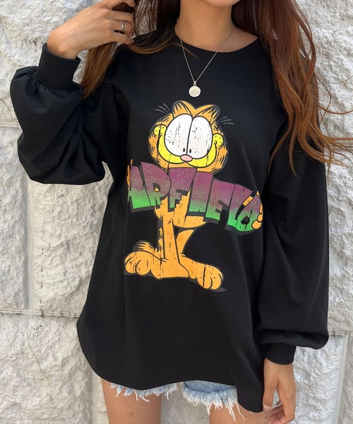 GLAMOROUS JANE(グラマラスジェーン)の「GARFIELDバックプリントロンT(Tシャツ/カットソー・レディース・ブラック/チャコールグレー/オフホワイト・FREE)」の5枚目の写真