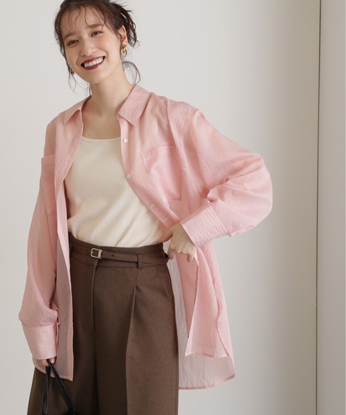 N.(N. Natural Beauty Basic)(エヌエヌナチュラルビューティーベーシック)の「◆ストライプシャツブラウスⅡ(シャツ/ブラウス・レディース・ピンク/ブルーグレー/モカ・MEDIUM)」の1枚目の写真