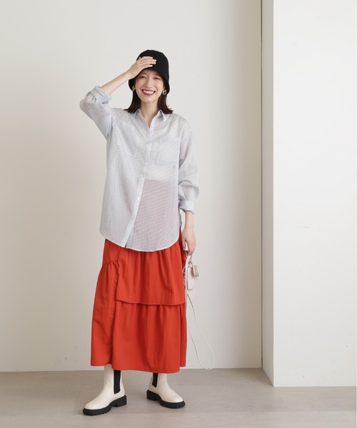 N.(N. Natural Beauty Basic)(エヌエヌナチュラルビューティーベーシック)の「◆ストライプシャツブラウスⅡ(シャツ/ブラウス・レディース・ピンク/ブルーグレー/モカ・MEDIUM)」の6枚目の写真