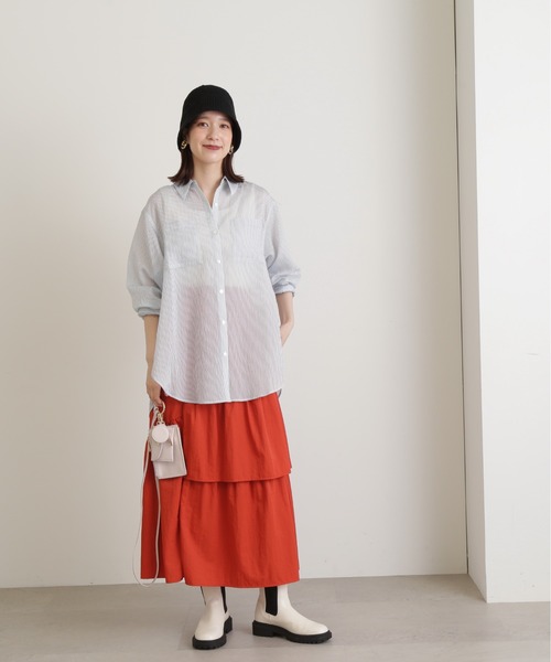 N.(N. Natural Beauty Basic)(エヌエヌナチュラルビューティーベーシック)の「◆ストライプシャツブラウスⅡ(シャツ/ブラウス・レディース・ピンク/ブルーグレー/モカ・MEDIUM)」の7枚目の写真