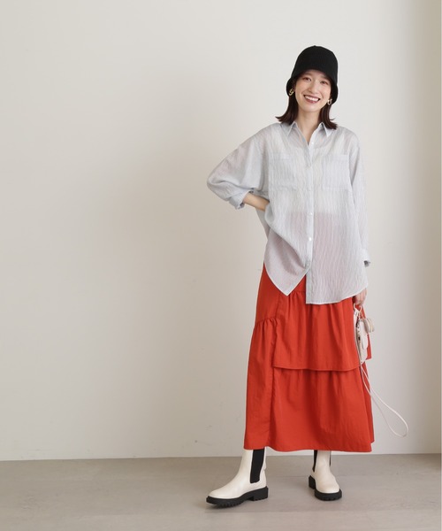 N.(N. Natural Beauty Basic)(エヌエヌナチュラルビューティーベーシック)の「◆ストライプシャツブラウスⅡ(シャツ/ブラウス・レディース・ピンク/ブルーグレー/モカ・MEDIUM)」の9枚目の写真