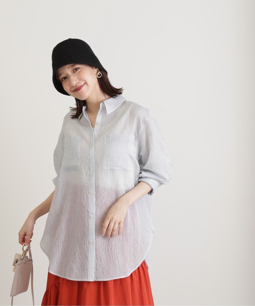 N.(N. Natural Beauty Basic)(エヌエヌナチュラルビューティーベーシック)の「◆ストライプシャツブラウスⅡ(シャツ/ブラウス・レディース・ピンク/ブルーグレー/モカ・MEDIUM)」の10枚目の写真