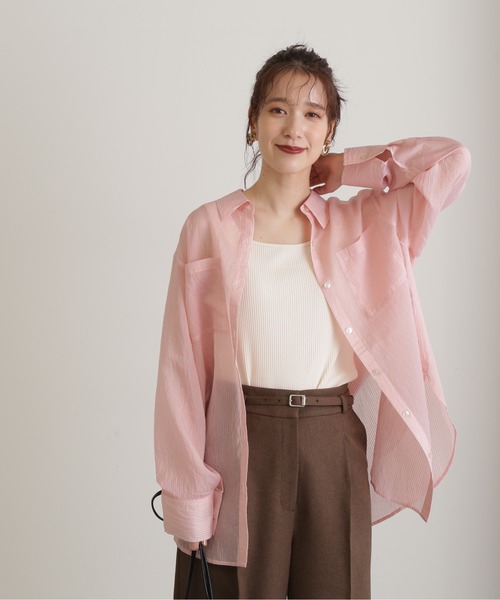 N.(N. Natural Beauty Basic)(エヌエヌナチュラルビューティーベーシック)の「◆ストライプシャツブラウスⅡ(シャツ/ブラウス・レディース・ピンク/ブルーグレー/モカ・MEDIUM)」の18枚目の写真