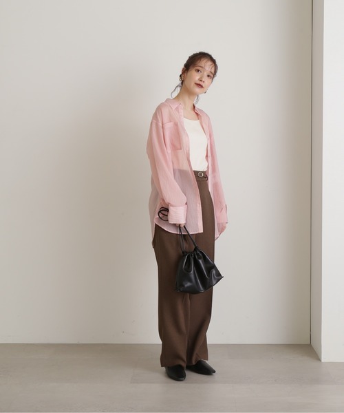 N.(N. Natural Beauty Basic)(エヌエヌナチュラルビューティーベーシック)の「◆ストライプシャツブラウスⅡ(シャツ/ブラウス・レディース・ピンク/ブルーグレー/モカ・MEDIUM)」の21枚目の写真