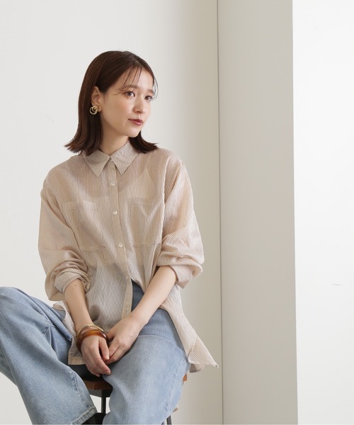 N.(N. Natural Beauty Basic)(エヌエヌナチュラルビューティーベーシック)の「◆ストライプシャツブラウスⅡ(シャツ/ブラウス・レディース・ピンク/ブルーグレー/モカ・MEDIUM)」の16枚目の写真