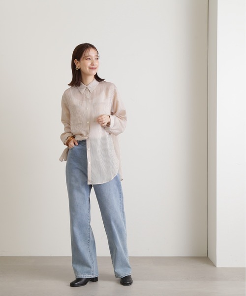 N.(N. Natural Beauty Basic)(エヌエヌナチュラルビューティーベーシック)の「◆ストライプシャツブラウスⅡ(シャツ/ブラウス・レディース・ピンク/ブルーグレー/モカ・MEDIUM)」の12枚目の写真