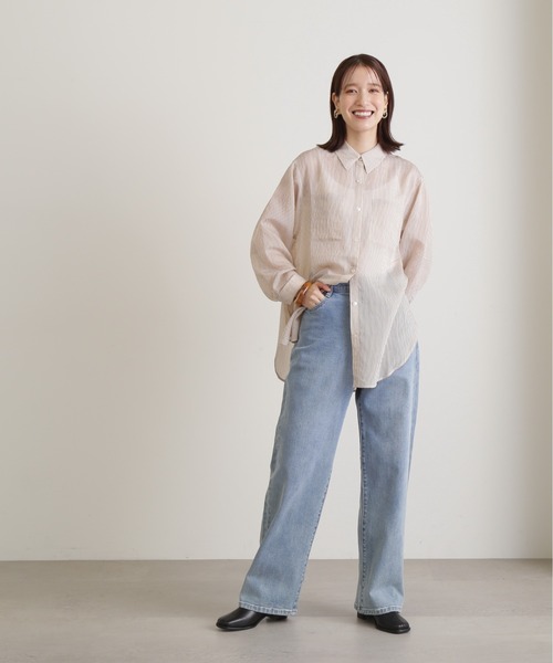 N.(N. Natural Beauty Basic)(エヌエヌナチュラルビューティーベーシック)の「◆ストライプシャツブラウスⅡ(シャツ/ブラウス・レディース・ピンク/ブルーグレー/モカ・MEDIUM)」の13枚目の写真