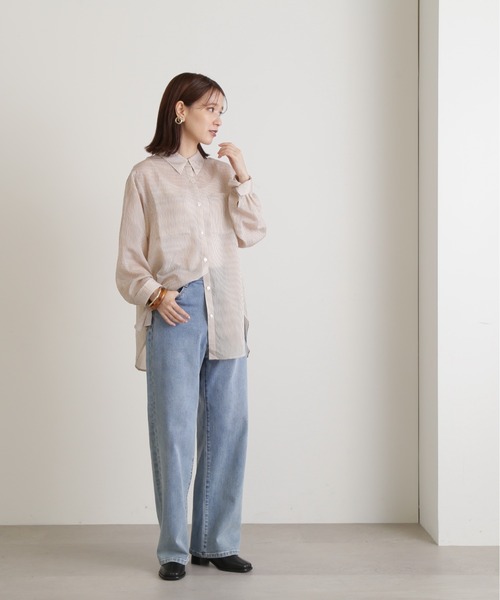 N.(N. Natural Beauty Basic)(エヌエヌナチュラルビューティーベーシック)の「◆ストライプシャツブラウスⅡ(シャツ/ブラウス・レディース・ピンク/ブルーグレー/モカ・MEDIUM)」の14枚目の写真