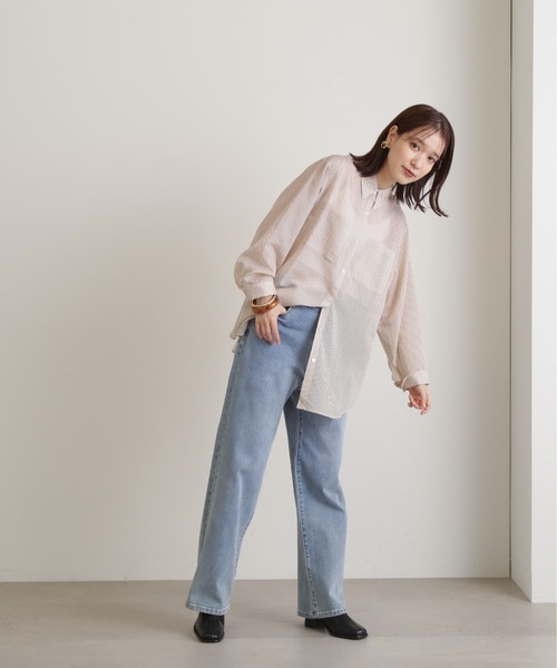 N.(N. Natural Beauty Basic)(エヌエヌナチュラルビューティーベーシック)の「◆ストライプシャツブラウスⅡ(シャツ/ブラウス・レディース・ピンク/ブルーグレー/モカ・MEDIUM)」の15枚目の写真