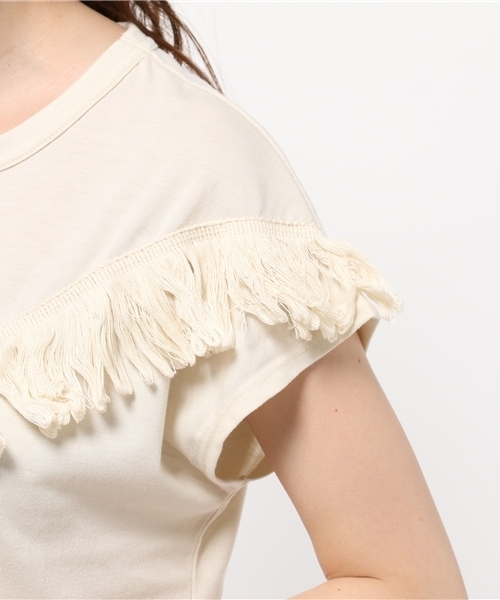 Chico（チコ）の「フリンジTOPS（Tシャツ/カットソー・レディース・ベージュ/モスグリーン/ホワイト/グレー/ブラック・FREE）」の11枚目の写真