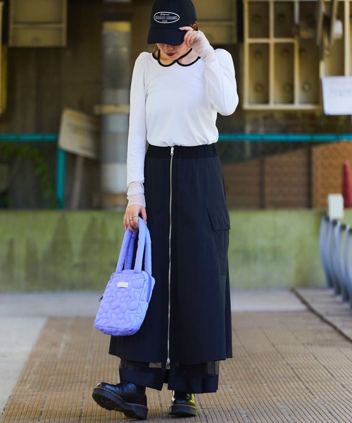 ELLEgirl（エルガール）の「フラワーキルトスクエアミニトート【ELLEgirl/エル ガール】（ハンドバッグ・レディース・パープル/ブラック/ライトグリーン・FREE）」の18枚目の写真