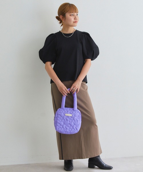 ELLEgirl（エルガール）の「フラワーキルトスクエアミニトート【ELLEgirl/エル ガール】（ハンドバッグ・レディース・パープル/ブラック/ライトグリーン・FREE）」の19枚目の写真