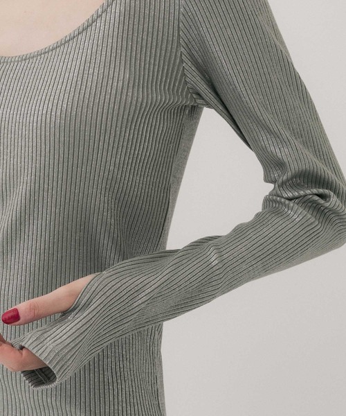 PUBLIC TOKYO(パブリックトウキョウ)の「2WAYグリッターリブトップ(Tシャツ/カットソー・レディース・ブラック/シルバー/ゴールド・FREE)」の20枚目の写真