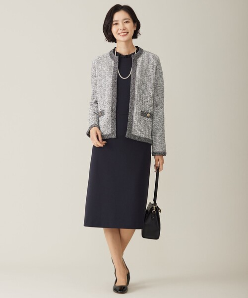 J.PRESS(ジェイプレス)の「【WEB限定カラーあり・洗える】TWEED ニット ジャケット(ノーカラージャケット・レディース・ブラック系5/ネイビー系5/ホワイト系5/ライトグレー系5・LARGE/MEDIUM)」の16枚目の写真