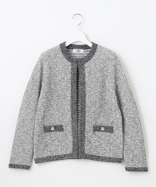 J.PRESS(ジェイプレス)の「【WEB限定カラーあり・洗える】TWEED ニット ジャケット(ノーカラージャケット・レディース・ブラック系5/ネイビー系5/ホワイト系5/ライトグレー系5・LARGE/MEDIUM)」の20枚目の写真