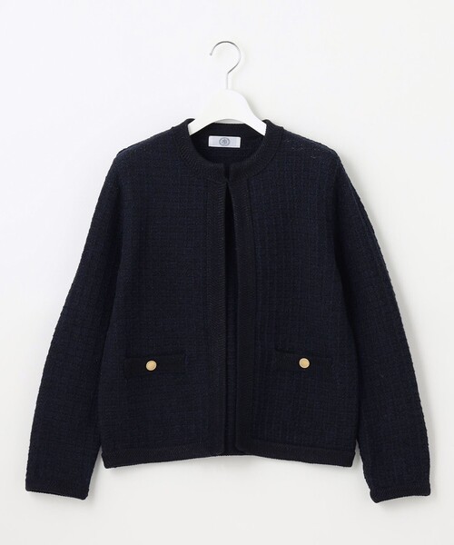J.PRESS(ジェイプレス)の「【WEB限定カラーあり・洗える】TWEED ニット ジャケット(ノーカラージャケット・レディース・ブラック系5/ネイビー系5/ホワイト系5/ライトグレー系5・LARGE/MEDIUM)」の21枚目の写真
