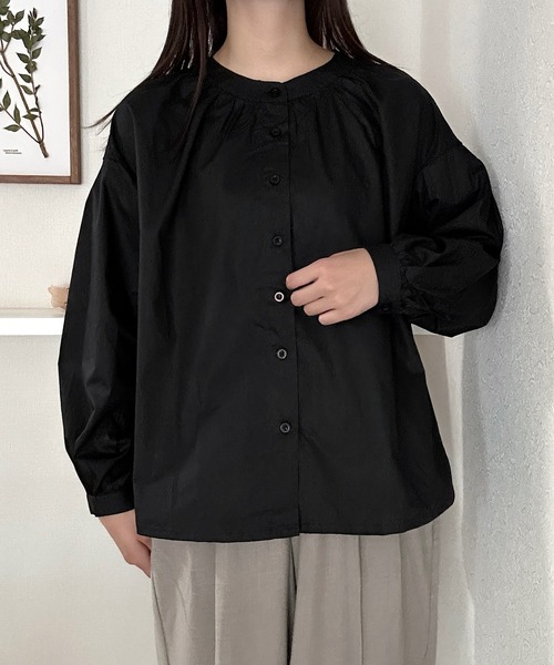 シンプルボリューム袖ブラウス【低身長サイズ有り】（シャツ