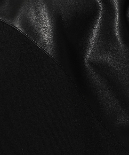 niko and...（ニコアンド）の「袖フェイクレザーラグランプルオーバー（スウェット・メンズ・ベージュ/ブラック・MEDIUM/LARGE）」の15枚目の写真