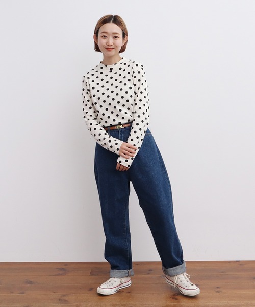 CHILD WOMAN(チャイルドウーマン)の「フライスドットプリント ハイネック長袖プルオーバー(Tシャツ/カットソー・レディース・キナリ/ブラック・FREE)」の12枚目の写真