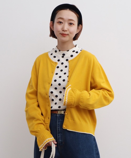 フライスドットプリント ハイネック長袖プルオーバー（Tシャツ