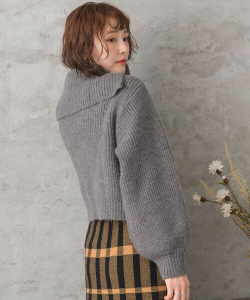 RETRO GIRL(レトロガール)の「ケーブルハーフジップニット(ニット/セーター・レディース・ダークグレー/ピンク/オフホワイト・FREE)」の15枚目の写真