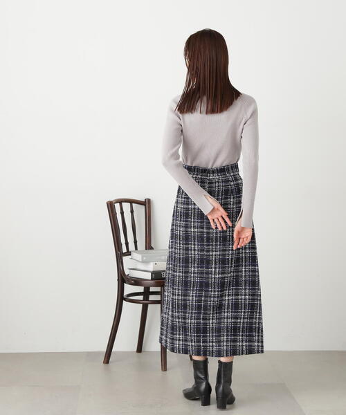 N.（N. Natural Beauty Basic）（エヌエヌナチュラルビューティーベーシック）の「◆スリットカフハイネックニット（ニット/セーター・レディース・ブルー/オフホワイト/ブラック/ライトグレー・MEDIUM）」の16枚目の写真