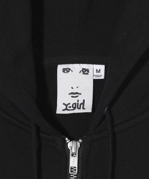 X-girl(エックスガール)の「FACE COMPACT ZIP UP HOODIE(パーカー・レディース・ブラック/オリーブ/アッシュ・S/M)」の5枚目の写真