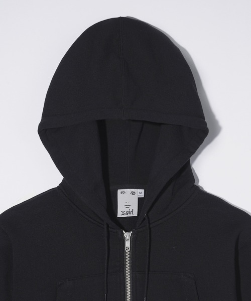 X-girl(エックスガール)の「FACE COMPACT ZIP UP HOODIE(パーカー・レディース・ブラック/オリーブ/アッシュ・S/M)」の6枚目の写真