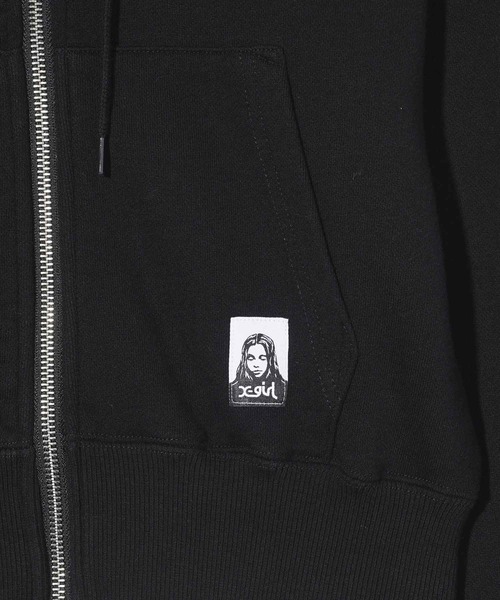 X-girl(エックスガール)の「FACE COMPACT ZIP UP HOODIE(パーカー・レディース・ブラック/オリーブ/アッシュ・S/M)」の9枚目の写真
