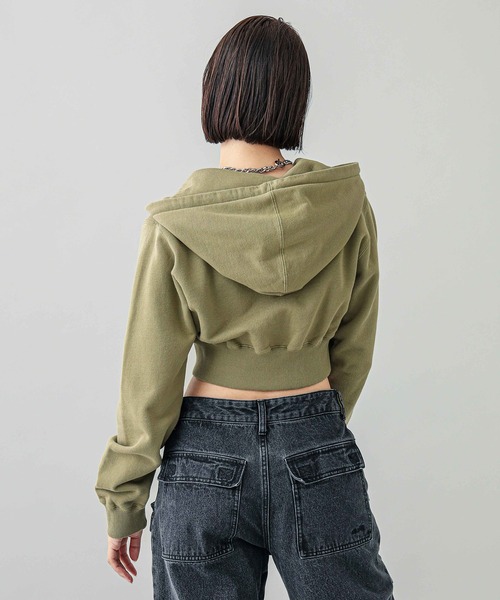 X-girl(エックスガール)の「FACE COMPACT ZIP UP HOODIE(パーカー・レディース・ブラック/オリーブ/アッシュ・S/M)」の15枚目の写真