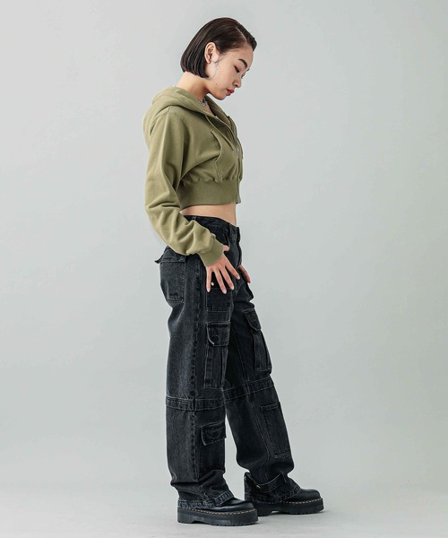 X-girl(エックスガール)の「FACE COMPACT ZIP UP HOODIE(パーカー・レディース・ブラック/オリーブ/アッシュ・S/M)」の19枚目の写真