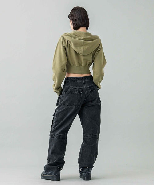 X-girl(エックスガール)の「FACE COMPACT ZIP UP HOODIE(パーカー・レディース・ブラック/オリーブ/アッシュ・S/M)」の20枚目の写真