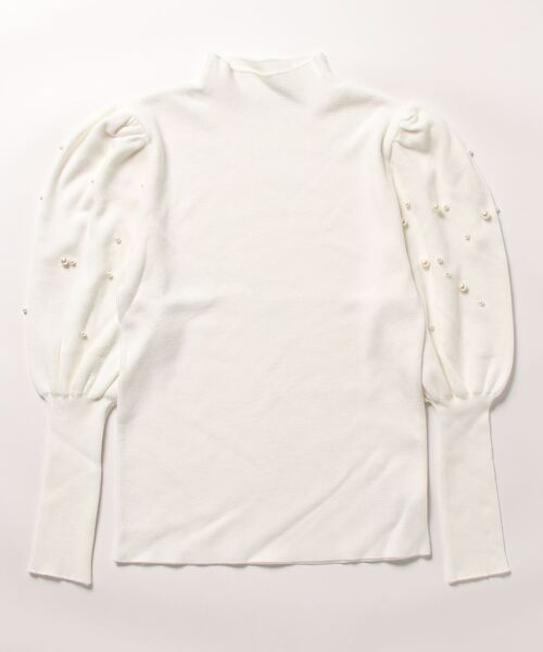 Achic(アシック)の「フェイクパールバルーン袖ニット(Tシャツ/カットソー・レディース・ホワイト/アイボリー/ブラック/ベージュ・M)」の8枚目の写真