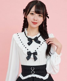 Secret Honey | Vヨークフリルテレコトップス(Tシャツ/カットソー)