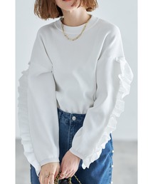 フリルスリーブニットプルオーバー