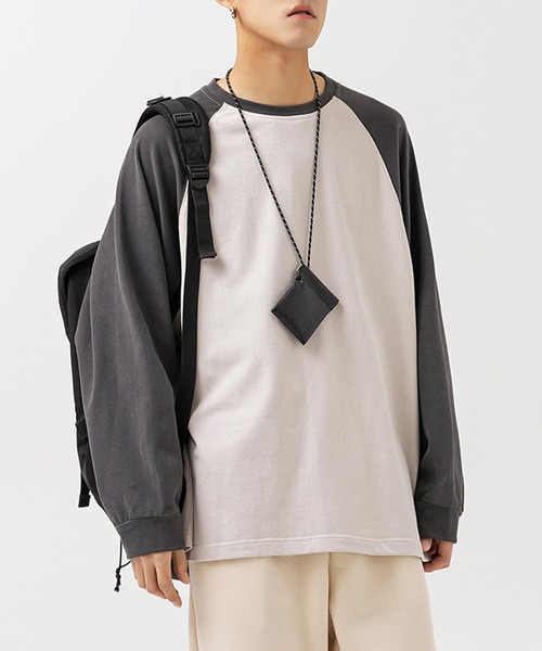 aimoha（アイモハ）の「aimoha outdoor ユニセックス　ラグランロングスリーブTシャツ（Tシャツ/カットソー・レディース・オレンジ/ブラック/カーキ/グレー・MEDIUM/LARGE/X-LARGE）」の3枚目の写真