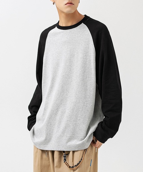 aimoha（アイモハ）の「aimoha outdoor ユニセックス　ラグランロングスリーブTシャツ（Tシャツ/カットソー・レディース・オレンジ/ブラック/カーキ/グレー・MEDIUM/LARGE/X-LARGE）」の2枚目の写真