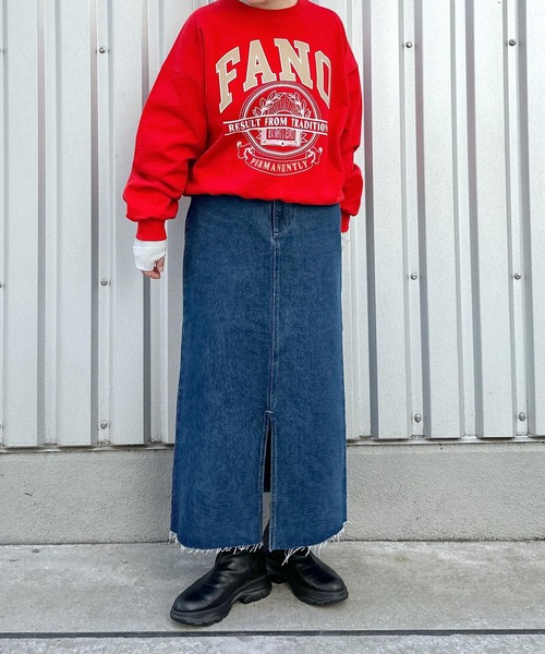 LEPSIM（レプシィム）の「丈変化デニムナロースカート　987462（スカート・レディース・インディゴブルー/ブラック系その他/ブルー系その他/スカイブルー・MEDIUM/LARGE）」の8枚目の写真